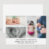 Birth Announcement Minimal Photo Collage Aankondiging (Voorkant / Achterkant)