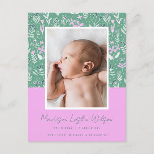 BIRTH ANNOUNCEMENT Pastel Floral Briefkaart