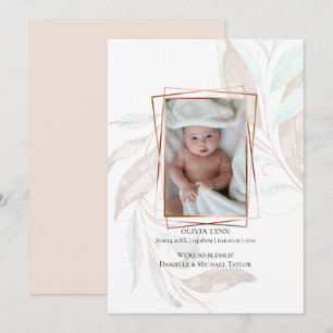 BIRTH ANNOUNCEMENT Pastel Waterverf Wispy Foliage Kaart