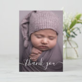 Birth Announcement Persoonlijke foto handschrift Bedankkaart (Staand voorkant)