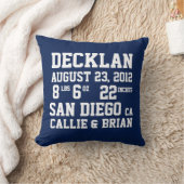 Birth Announcement Stats Navy Pillow Kussen (Deken)