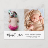 Birth Announcement Thank You Modern Script Photo Aankondigingskaart (Voorkant)