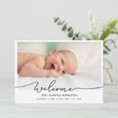 Birth Announcement Welcome Script Newborn Photo Aankondiging (Staand voorkant)