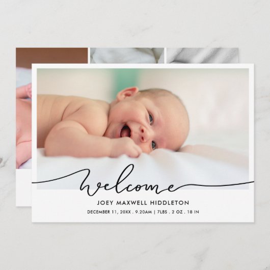 Birth Announcement Welcome Script Newborn Photo Aankondiging (Voorkant / Achterkant)