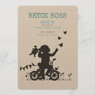 BIRTH ANNOUNCEMENTS Boy with bike Aankondiging