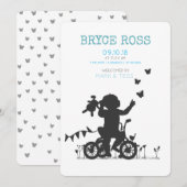 BIRTH ANNOUNCEMENTS Boy with bike Aankondiging (Voorkant / Achterkant)