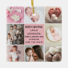  Birth Announcment Personalize 8 Photo christmas Keramisch Ornament