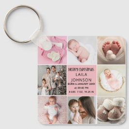  Birth Announcment Personalize 8 Photo christmas Sleutelhanger