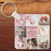  Birth Announcment Personalize 8 Photo christmas Sleutelhanger (Voorkant)