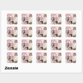  Birth Announcment Personalize 8 Photo christmas Vierkante Sticker (Vel)