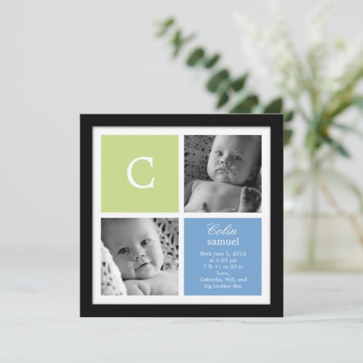 Birth Announding van Chic Lijst Baby Boy Aankondiging (Staand voorkant)