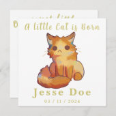 Birth Boy and Girl card, little cat (Voorkant / Achterkant)