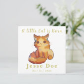Birth Boy and Girl card, little cat (Staand voorkant)