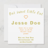 Birth Boy and Girl card, little cat (Achterkant)