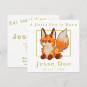 Birth Boy and Girl card, little Fox (Voorkant / Achterkant)