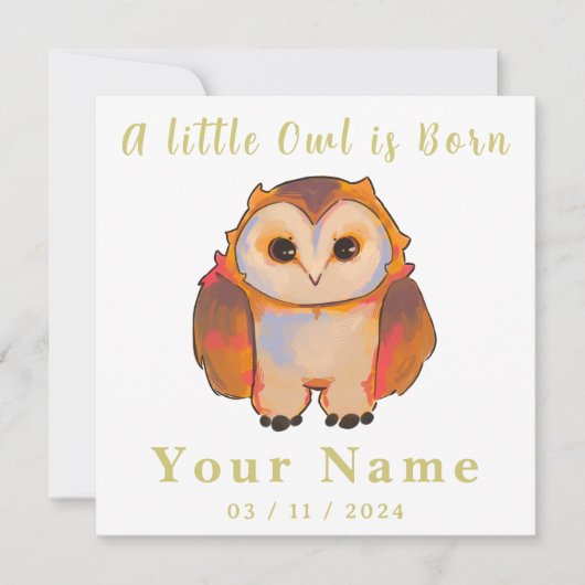 Birth Boy and Girl, sweet little Owl (Voorkant)