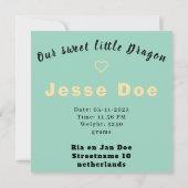 Birth Boy Card Cute Dragon  (Achterkant)