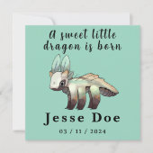Birth Boy Card Cute Dragon  (Voorkant)