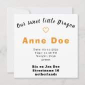 Birth card Girl Cute Dragon pixel art (Achterkant)