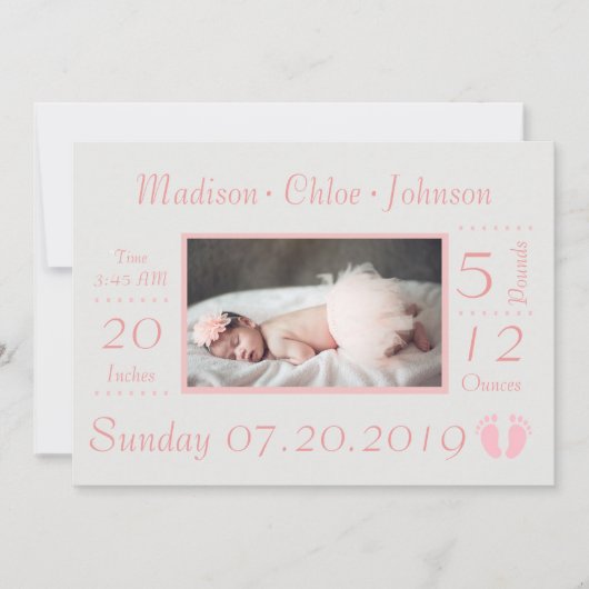 Birth Chart Birth Notice Kaart (Voorkant)