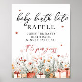Birth Date Raffle Merry Baby Shower Game sign Poster (Voorkant)