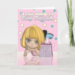 Birth Daughter Birthday Card met Cute Little Girl Kaart<br><div class="desc">Een schattige kleine verjaardagskaart,  een stijlvolle en moderne jongedame met haar verjaardagscadeau,  lief en  dat elke jongedame zou genieten van MoonLake Design</div>