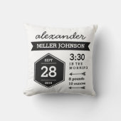 Birth Details Black White Pillow - monochrome art Kussen (Voorkant)
