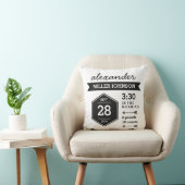 Birth Details Black White Pillow - monochrome art Kussen (Stoel)