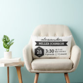 Birth Details Black White Pillow - Monochrome Baby Kussen (Stoel)