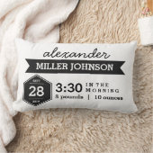 Birth Details Black White Pillow - Monochrome Baby Kussen (Deken)