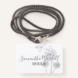 Birth Doula Midechtgenote geïllustreerde bloemen Badge