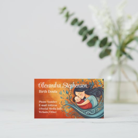 Birth Doula Mother Baby Art Natural Birthing  Visitekaartje (Staand voorkant)