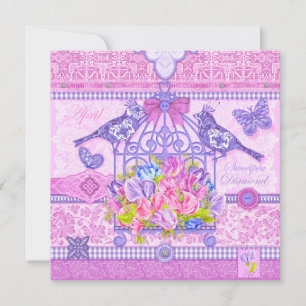 Birth Flower and Gem April Birdcage Kaart