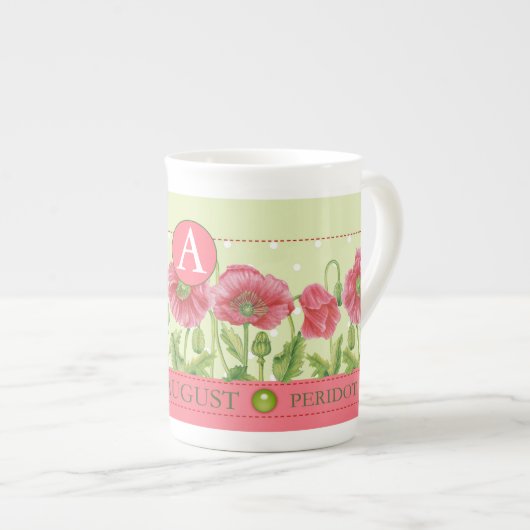 Birth Flower and Gem August Bone China Mok (Voorkant rechts)