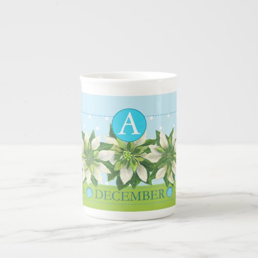 Birth Flower and Gem December Bone China Mok (Voorkant)
