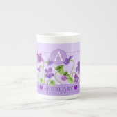 Birth Flower and Gem February Bone China Mok (Voorkant)