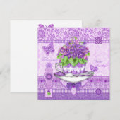 Birth Flower and Gem February Teacup Kaart (Voorkant / Achterkant)