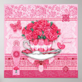 Birth Flower and Gem January Teacup Poster (Voorkant)