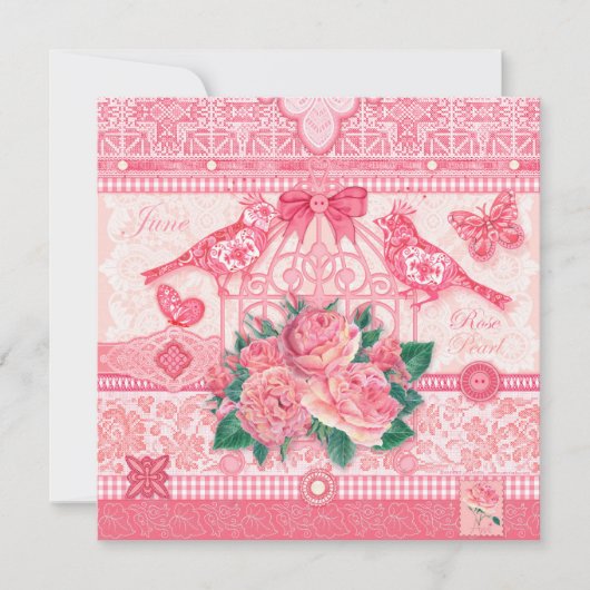 Birth Flower and Gem June Birdcage Kaart (Voorkant)