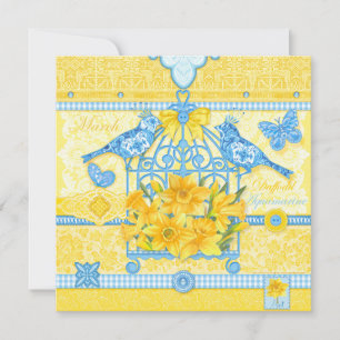Birth Flower and Gem March Birdcage Kaart