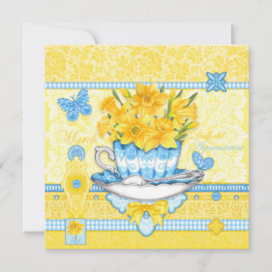Birth Flower and Gem March Teacup Kaart