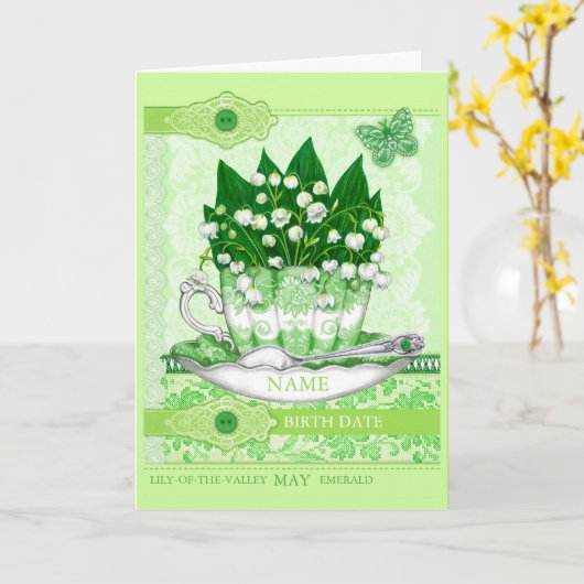 Birth Flower and Gem May Word Game Kaart (Gele Bloem)