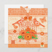 Birth Flower and Gem Oktober Birdcage Kaart (Voorkant / Achterkant)