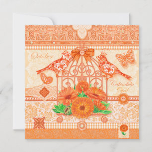 Birth Flower and Gem Oktober Birdcage Kaart