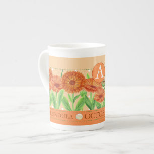 Birth Flower and Gem Oktober Bone China Mok