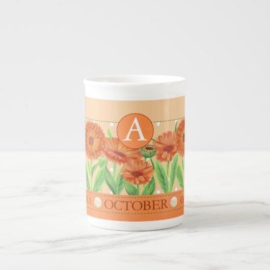 Birth Flower and Gem Oktober Bone China Mok (Voorkant)