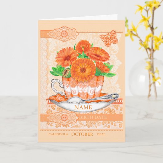 Birth Flower and Gem Oktober Word Game Kaart (Gele Bloem)