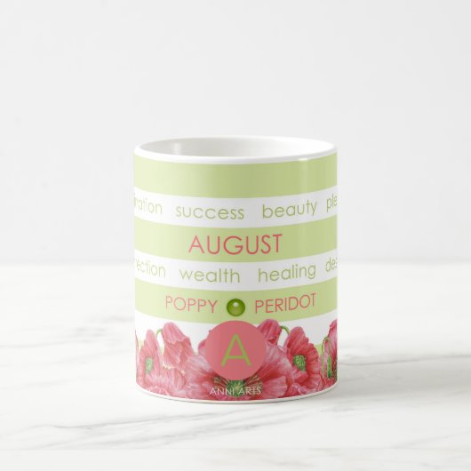 Birth Flower and Gem Stripe Mok August (Center)