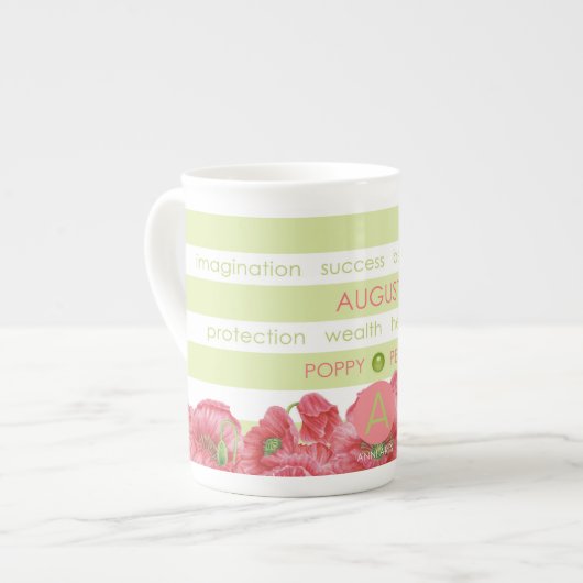 Birth Flower and Gem Stripe Mok August Bone China (Links)