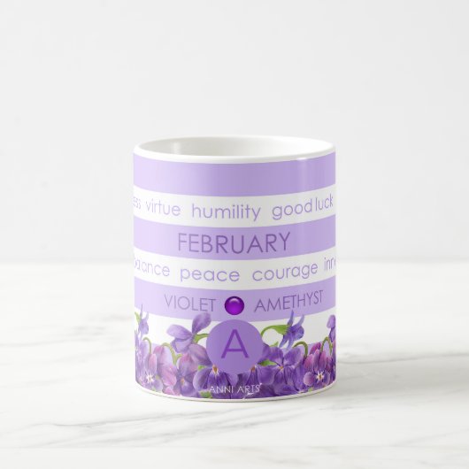 Birth Flower and Gem Stripe Mok February (Center)